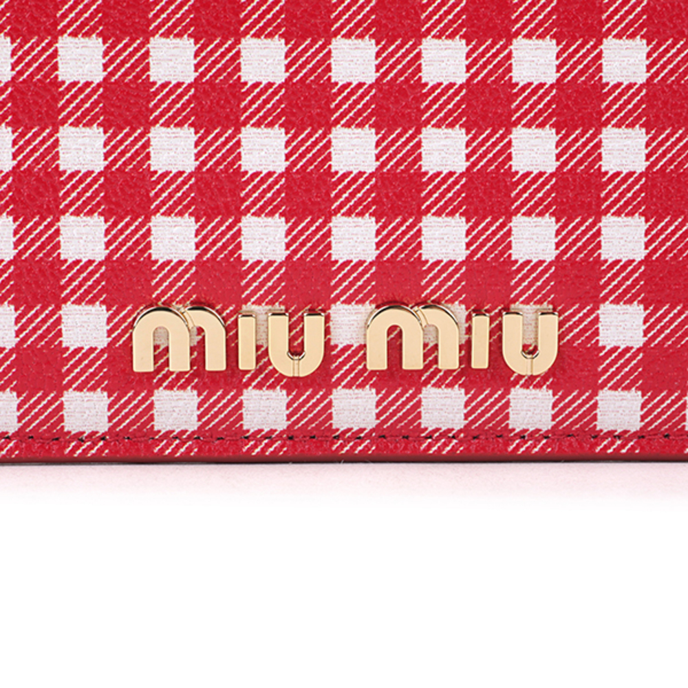 Miu Miu Card Case Madras Vichy Red White - image 8